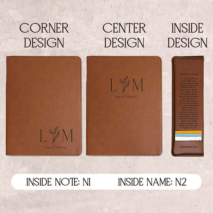 Personalized Birth Month Flower Padfolio for Women, Custom Engraved Leather Portfolio for Her, 7 Colors - A4 or A5 Sizes, Personalized Gifts for Women, College Students, Birthday Gifts for Women - Image 6