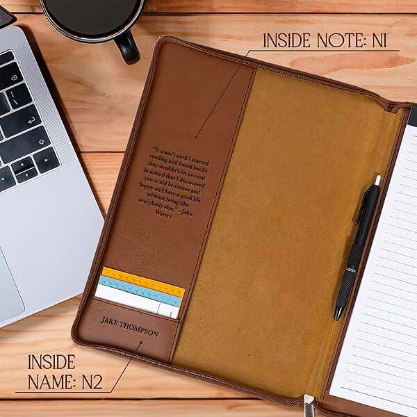 Personalized Birth Month Flower Padfolio for Women, Custom Engraved Leather Portfolio for Her, 7 Colors - A4 or A5 Sizes, Personalized Gifts for Women, College Students, Birthday Gifts for Women - Image 7