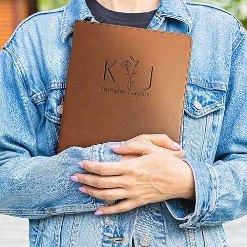 Personalized Birth Month Flower Padfolio for Women, Custom Engraved Leather Portfolio for Her, 7 Colors - A4 or A5 Sizes, Personalized Gifts for Women, College Students, Birthday Gifts for Women - Image 8