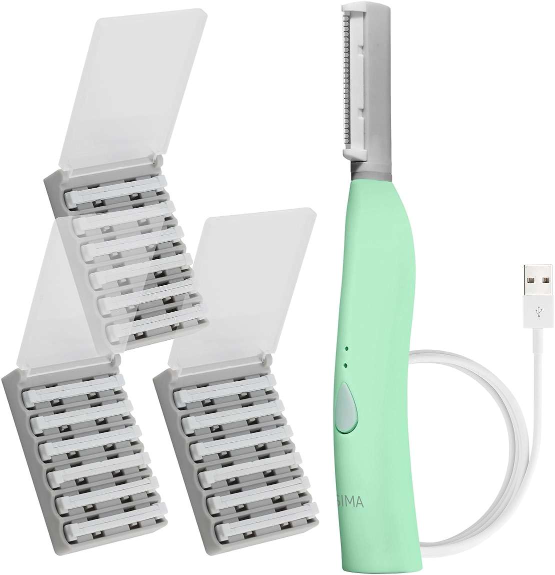 SPA SCIENCES - SIMA Patented Dermaplane Razor for Women Face – Painless 2-in-1 Facial Exfoliation & Peach Fuzz Hair Removal – Anti-Aging – 3 Speeds – Rechargeable – 19 Weeks Treatment - Image 1
