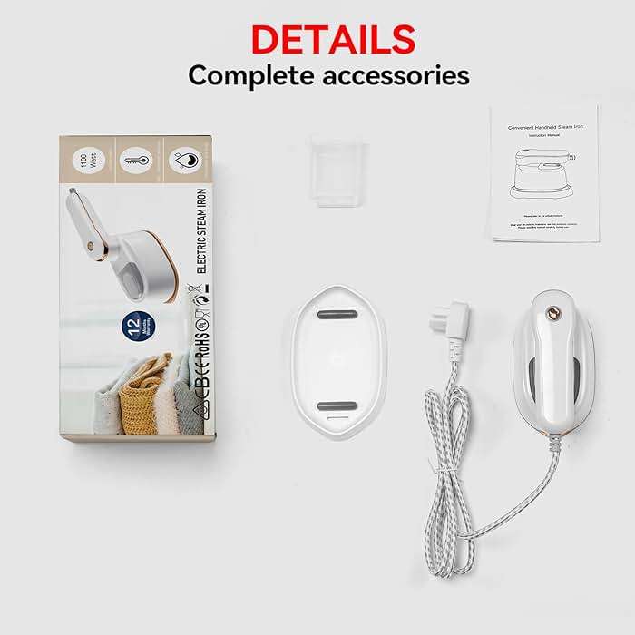 Garment Steamer, 2-IN-1 Travel Iron for Clothes, Powerful Clothes Steamer Iron for Travel, 1100W, Fast Heat-up, 3 Steam Levels Output, Portable Handheld Steamer for Travel Home & Office (Light White) - Image 7
