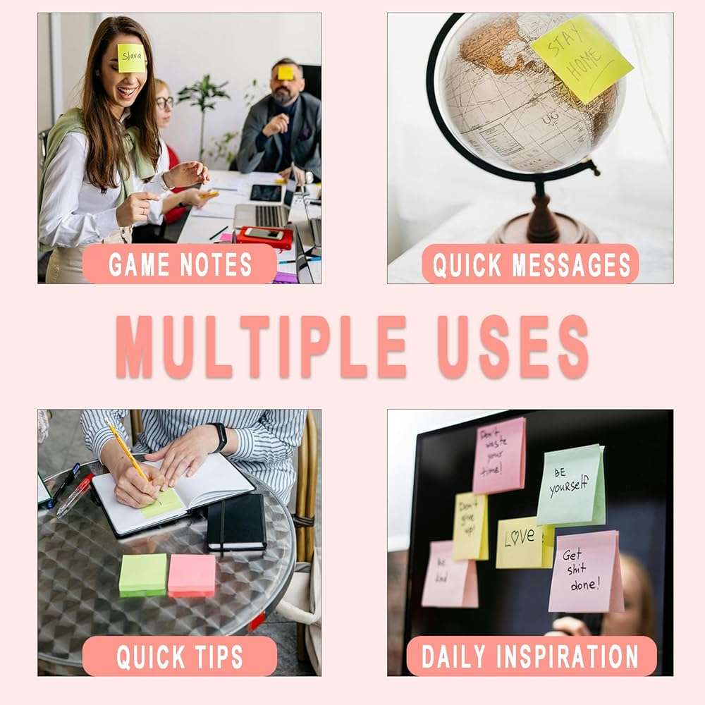 Zenmmy Sticky Notes 3x3 Inches, Self-Stick 48 Pads Bulk, 8 Bright Colors, Colorful Self-Adhesive Notes Pads for Home, School, Office, Notebook, 75 Sheets/Pad - Image 7