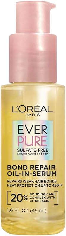 L'Oreal Paris Bond Repair+ Hair Oil-in-Serum, Heat Protectant to Strengthen Damaged, Color-Treated Hair, Provides Intense Shine and Frizz Control, EverPure, 1.6 Fl Oz (Packaging May Vary) - Image 1