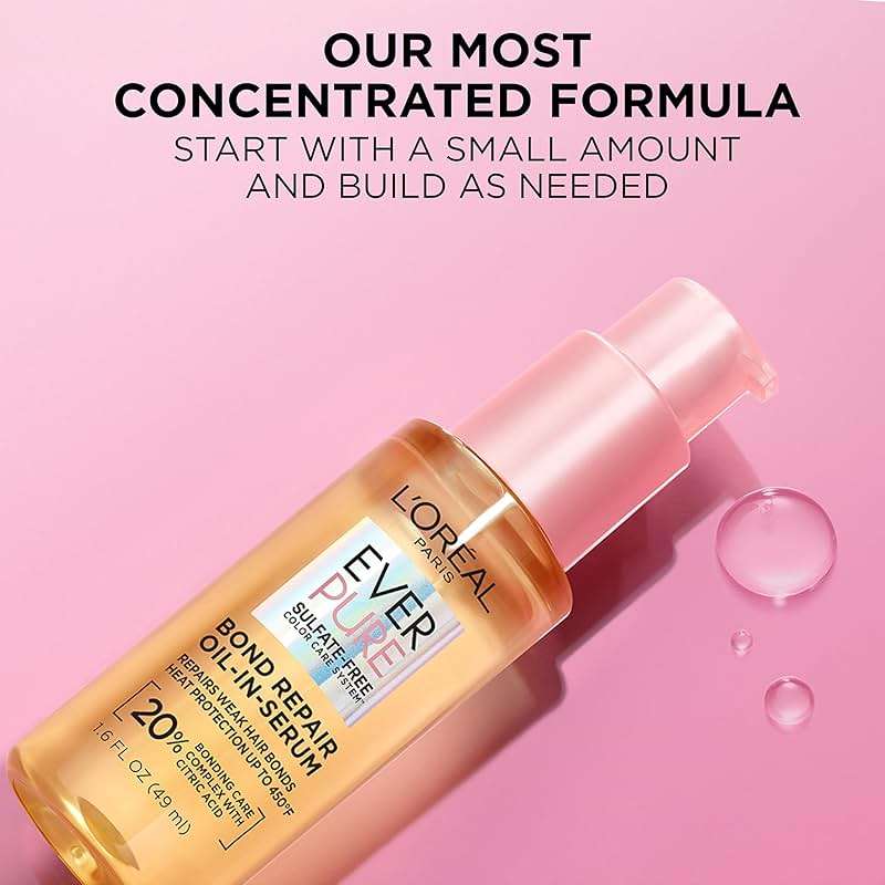 L'Oreal Paris Bond Repair+ Hair Oil-in-Serum, Heat Protectant to Strengthen Damaged, Color-Treated Hair, Provides Intense Shine and Frizz Control, EverPure, 1.6 Fl Oz (Packaging May Vary) - Image 9