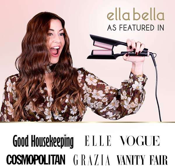 ELLA BELLA® Ultimate Waver Curling Iron • Crimper Hair Tool • Adjustable Heat Settings • Dual Voltage Hair Curler • Anti-Scald Tech • Ionic Ceramic Coating for Long-Lasting, Frizz-Free Beach Waves - Image 2