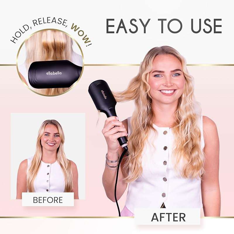 ELLA BELLA® Ultimate Waver Curling Iron • Crimper Hair Tool • Adjustable Heat Settings • Dual Voltage Hair Curler • Anti-Scald Tech • Ionic Ceramic Coating for Long-Lasting, Frizz-Free Beach Waves - Image 3