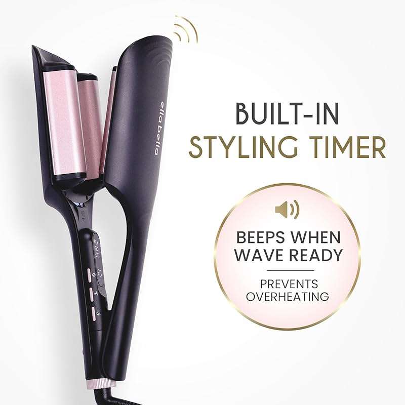 ELLA BELLA® Ultimate Waver Curling Iron • Crimper Hair Tool • Adjustable Heat Settings • Dual Voltage Hair Curler • Anti-Scald Tech • Ionic Ceramic Coating for Long-Lasting, Frizz-Free Beach Waves - Image 4