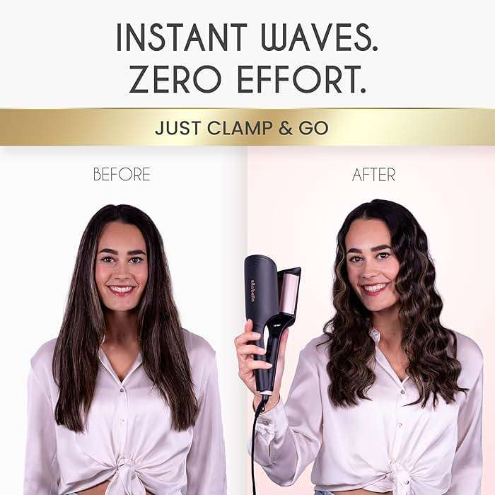 ELLA BELLA® Ultimate Waver Curling Iron • Crimper Hair Tool • Adjustable Heat Settings • Dual Voltage Hair Curler • Anti-Scald Tech • Ionic Ceramic Coating for Long-Lasting, Frizz-Free Beach Waves - Image 6