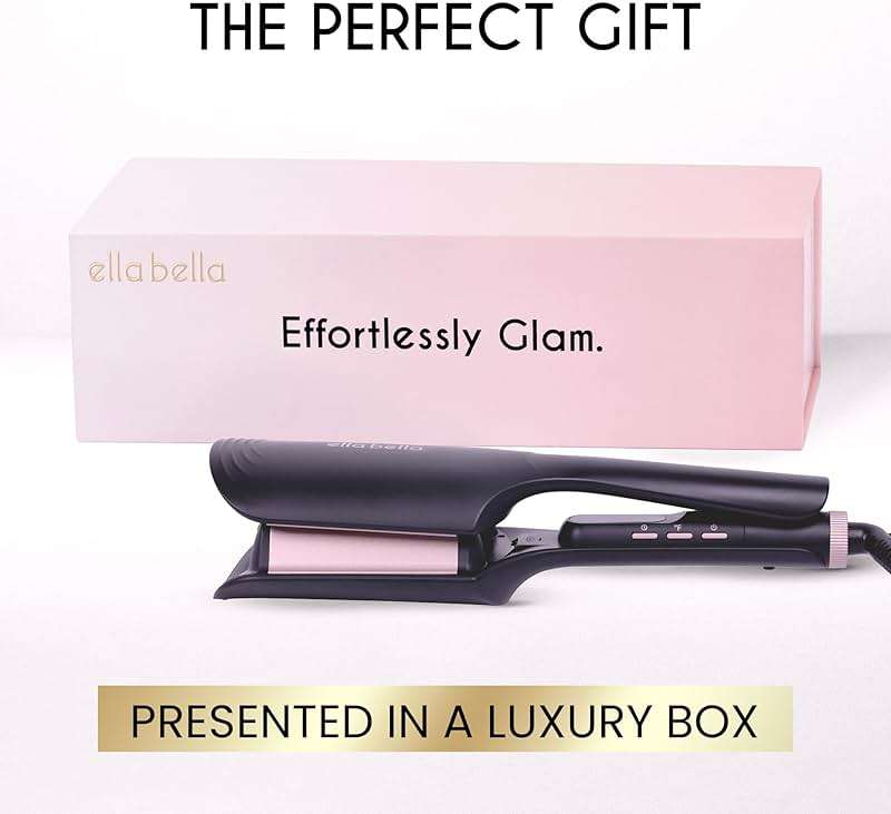 ELLA BELLA® Ultimate Waver Curling Iron • Crimper Hair Tool • Adjustable Heat Settings • Dual Voltage Hair Curler • Anti-Scald Tech • Ionic Ceramic Coating for Long-Lasting, Frizz-Free Beach Waves - Image 7