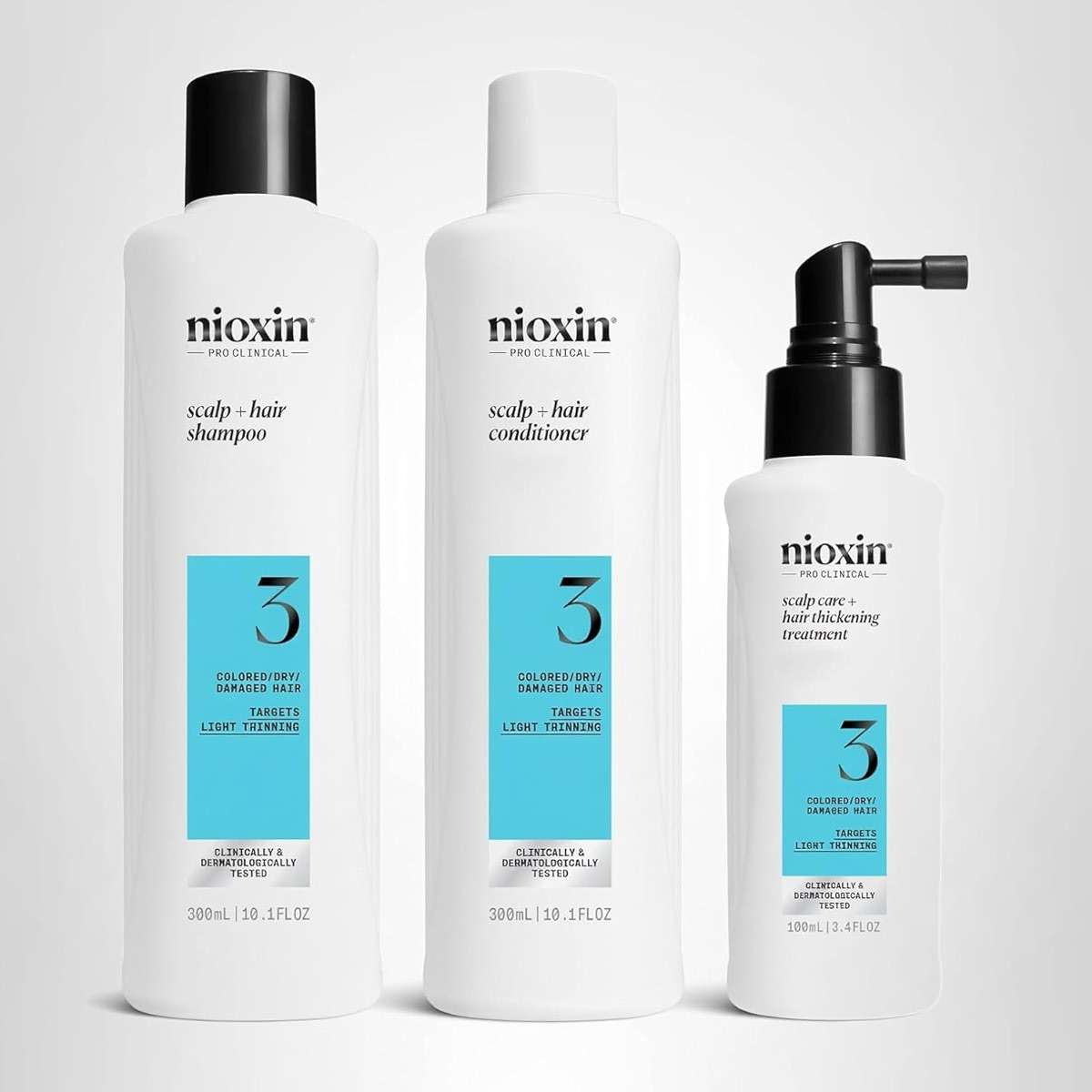 Nioxin Scalp + Hair Thickening System 3 Kit | For Colored, Dry, & Damaged-Hair with Light Thinning | Cleanse, Condition, & Treat + Sebastian Professional Dark Oil Lightweight Styling| Bundle - Image 2
