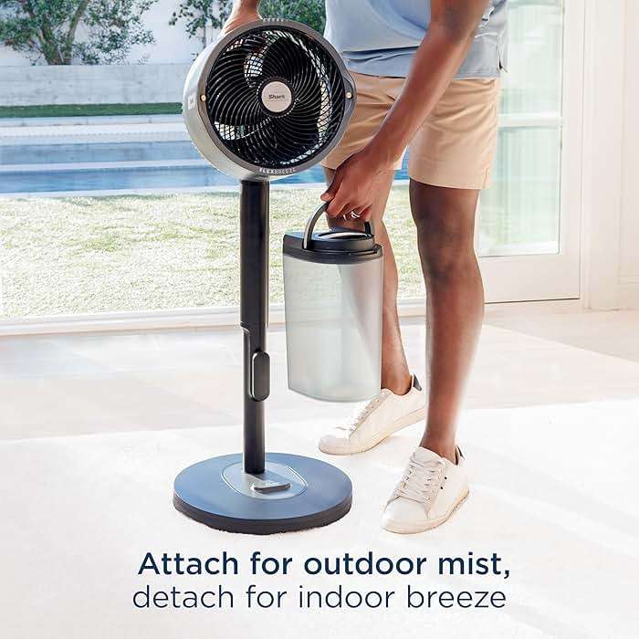 Shark FlexBreeze Pro Mist Fan, Indoor & Outdoor Oscillating Cooling Fan with Misting for Home & Patio, Floor & Tabletop, Portable Cordless & Corded, 24Hr Battery, Remote, Charcoal Grey, FA302​ - Image 2