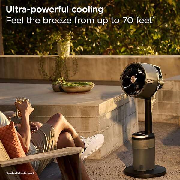Shark FlexBreeze Pro Mist Fan, Indoor & Outdoor Oscillating Cooling Fan with Misting for Home & Patio, Floor & Tabletop, Portable Cordless & Corded, 24Hr Battery, Remote, Charcoal Grey, FA302​ - Image 3