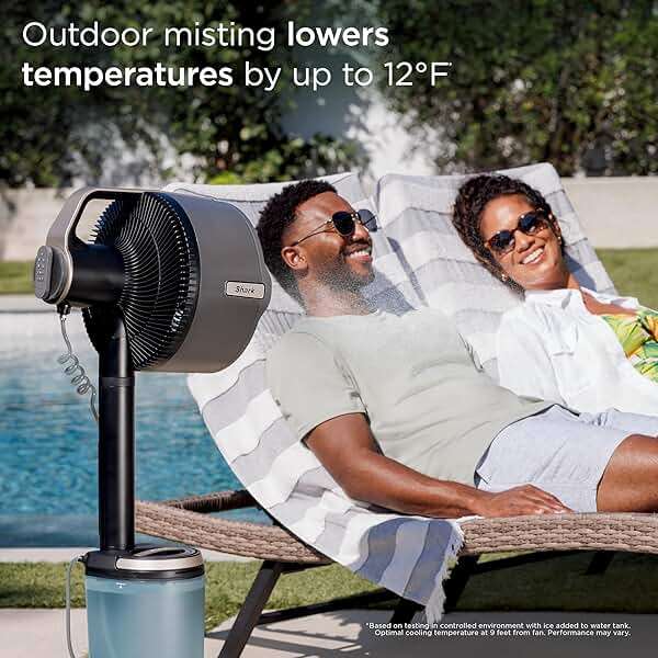 Shark FlexBreeze Pro Mist Fan, Indoor & Outdoor Oscillating Cooling Fan with Misting for Home & Patio, Floor & Tabletop, Portable Cordless & Corded, 24Hr Battery, Remote, Charcoal Grey, FA302​ - Image 4