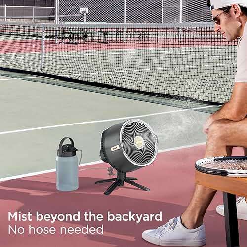 Shark FlexBreeze Pro Mist Fan, Indoor & Outdoor Oscillating Cooling Fan with Misting for Home & Patio, Floor & Tabletop, Portable Cordless & Corded, 24Hr Battery, Remote, Charcoal Grey, FA302​ - Image 8