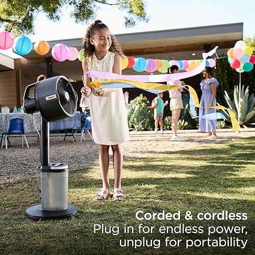Shark FlexBreeze Pro Mist Fan, Indoor & Outdoor Oscillating Cooling Fan with Misting for Home & Patio, Floor & Tabletop, Portable Cordless & Corded, 24Hr Battery, Remote, Charcoal Grey, FA302​ - Image 9