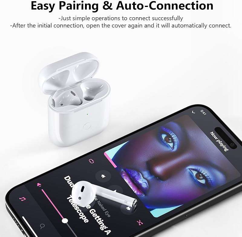 Wireless Charging Case Compatible with AirPod 2 1, Air Pod Charger Case Replacement with Bluetooth Pairing Sync Button, No Earbuds,White - Image 3