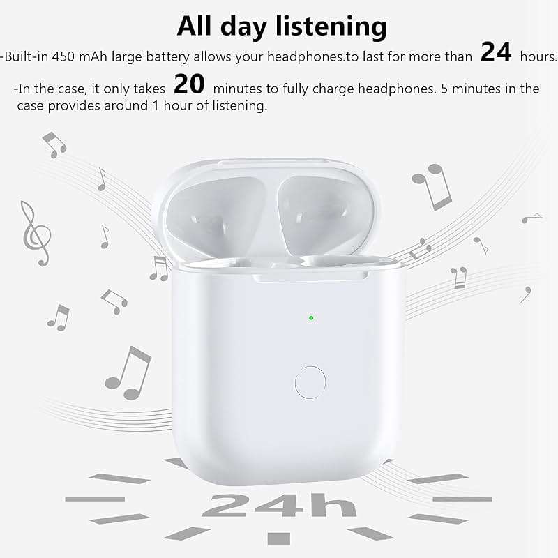 Wireless Charging Case Compatible with AirPod 2 1, Air Pod Charger Case Replacement with Bluetooth Pairing Sync Button, No Earbuds,White - Image 4