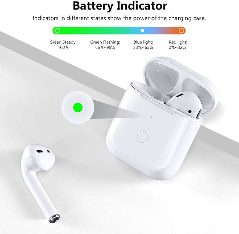 Wireless Charging Case Compatible with AirPod 2 1, Air Pod Charger Case Replacement with Bluetooth Pairing Sync Button, No Earbuds,White - Image 6