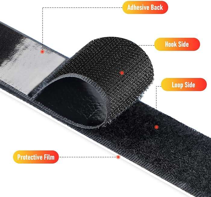 32Ft *1 Inch Hook and Loop Tape with Adhesive Back, Heavy Duty Double Sided Adhesive Strips, Strong Sticky Strips Roll for Home/Office/School/Car, Black - Image 4