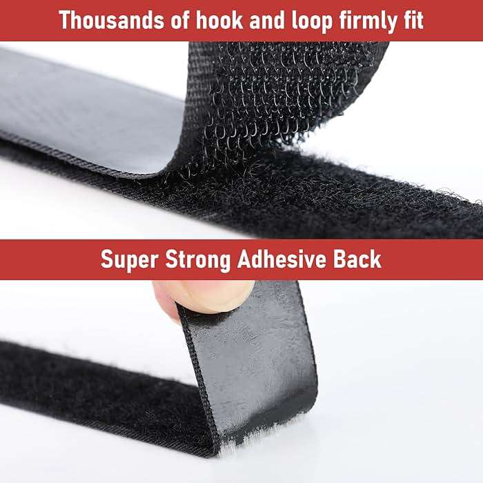 32Ft *1 Inch Hook and Loop Tape with Adhesive Back, Heavy Duty Double Sided Adhesive Strips, Strong Sticky Strips Roll for Home/Office/School/Car, Black - Image 5