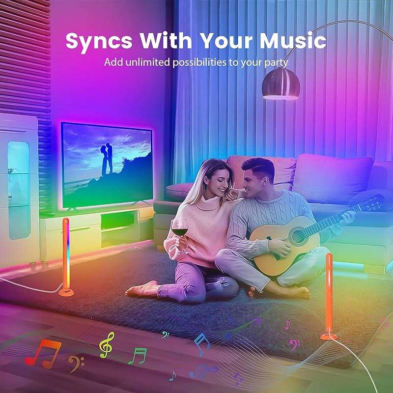 Smart ICRGB LED Lights Bars, Borllyem TV Backlight with Double Light Beads, App Control, RF Remote, Music Syncing and 47Modes for Gaming, Room Decoration - Image 3