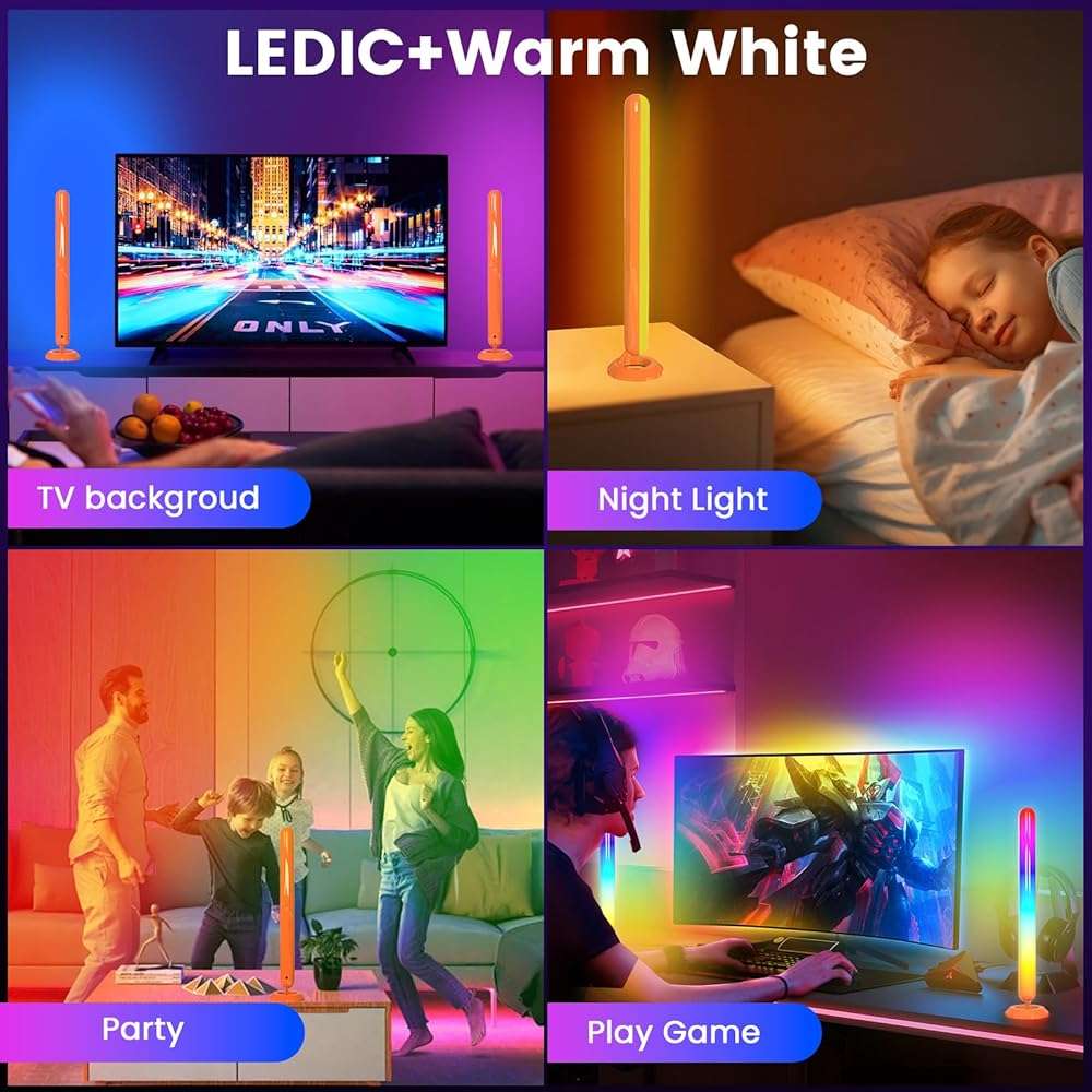 Smart ICRGB LED Lights Bars, Borllyem TV Backlight with Double Light Beads, App Control, RF Remote, Music Syncing and 47Modes for Gaming, Room Decoration - Image 5