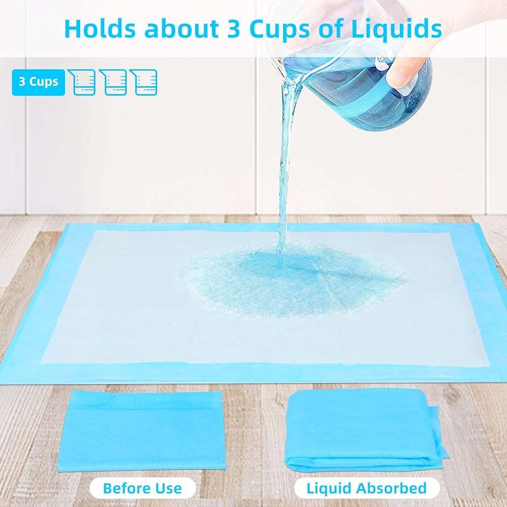 Super Absorbent Waterproof Dog and Puppy Pet Training Pad, Housebreaking Pet Pad, 50-Count Extra Middle-Size, 28’’X34’’, Blue - Image 5