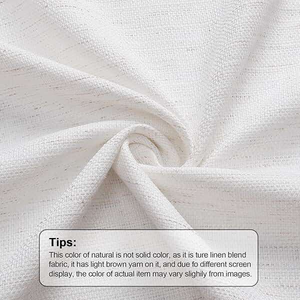 OWENIE Bob Natural Curtains 63 Inch Length 2 Panels Set for Living Room Bedroom, Light Filtering Faux Linen Textured Soft Window Curtain, Airy Rod Pocket cortinas para cuarto, 40Wx63L Inches, 2 Pcs - Image 7
