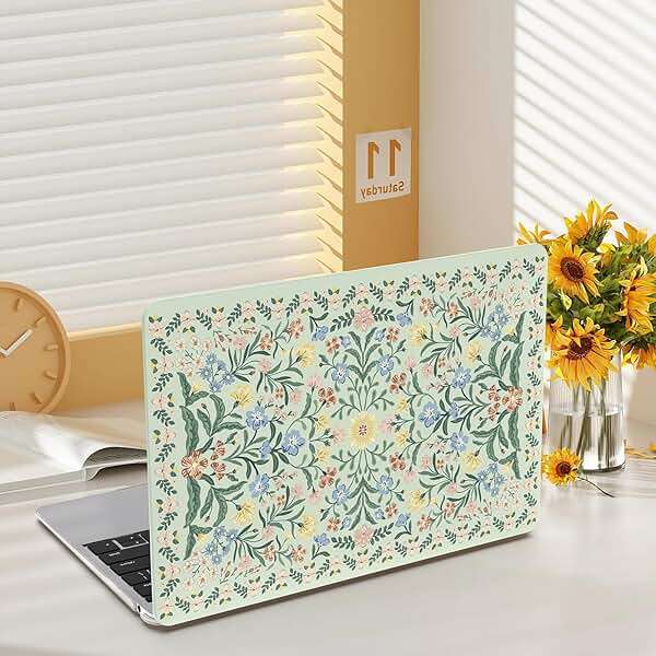 iLeadon Compatible with MacBook Air 13.3 inch Case 2022, 2021-2018 Release A2337 M1 A2179 A1932, Plastic Hard Shell&Keyboard Cover&Screen Film for MacBook Air 13 inch Case, Green Floral - Image 9