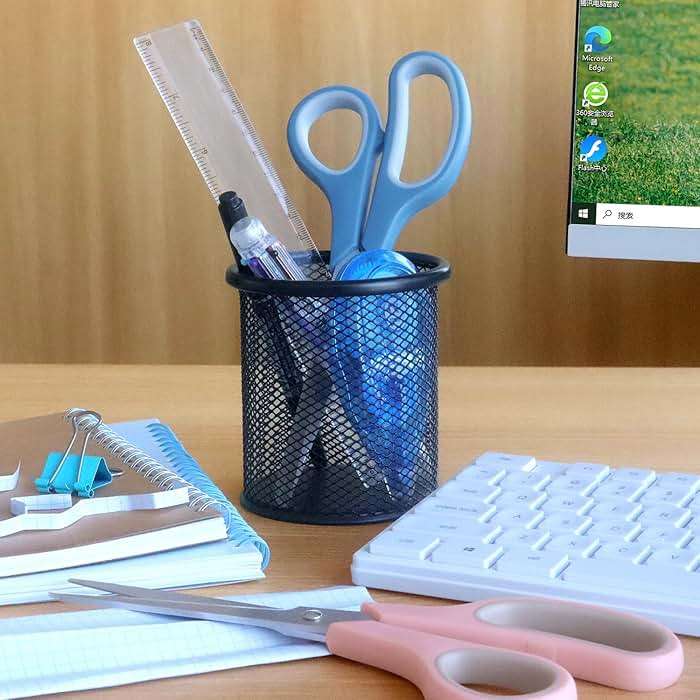 LONGKEY 8.5 Inch Scissors, All-Purpose, Soft Comfort-Grip, Ambidextrous, Pastel Green, Pink, Blue, 3 Count - Image 2