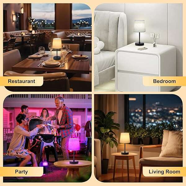Wowag Small Cordless Table Lamp,5000mAh Rechargeable Battery Operated Desk Lamp,3 Colors & 7 RGB Stepless Dimmable, Portable Touch Fabric Shade LED Night Light for Bedroom Restaurant Home(Flaxen) - Image 9