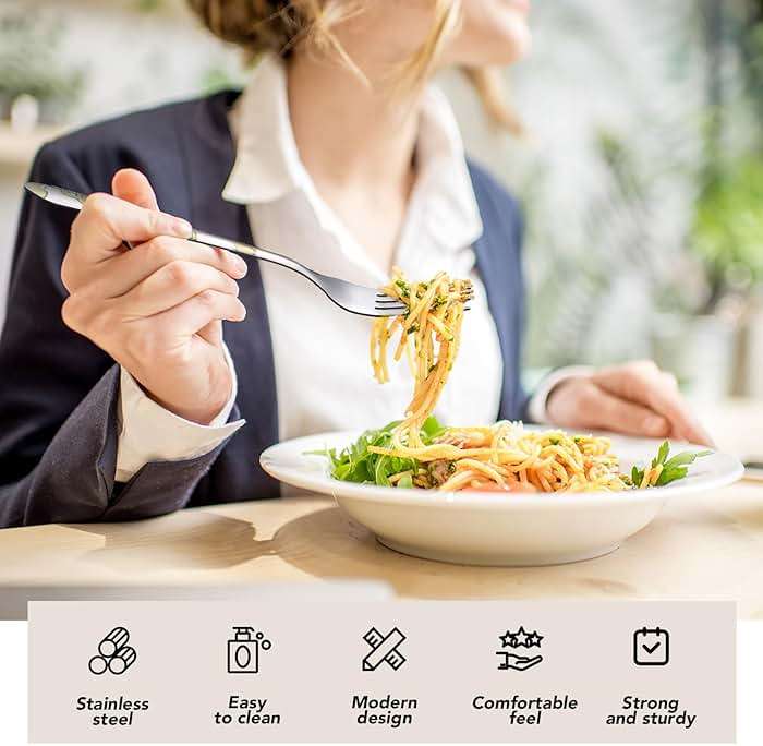 Syhood 100 Pieces Stainless Steel Dinner Forks Set Bulk, 7.1 Inch Metal Forks Gold Texture Flatware for Home Restaurant Catering Events Silverware Kitchen - Image 5