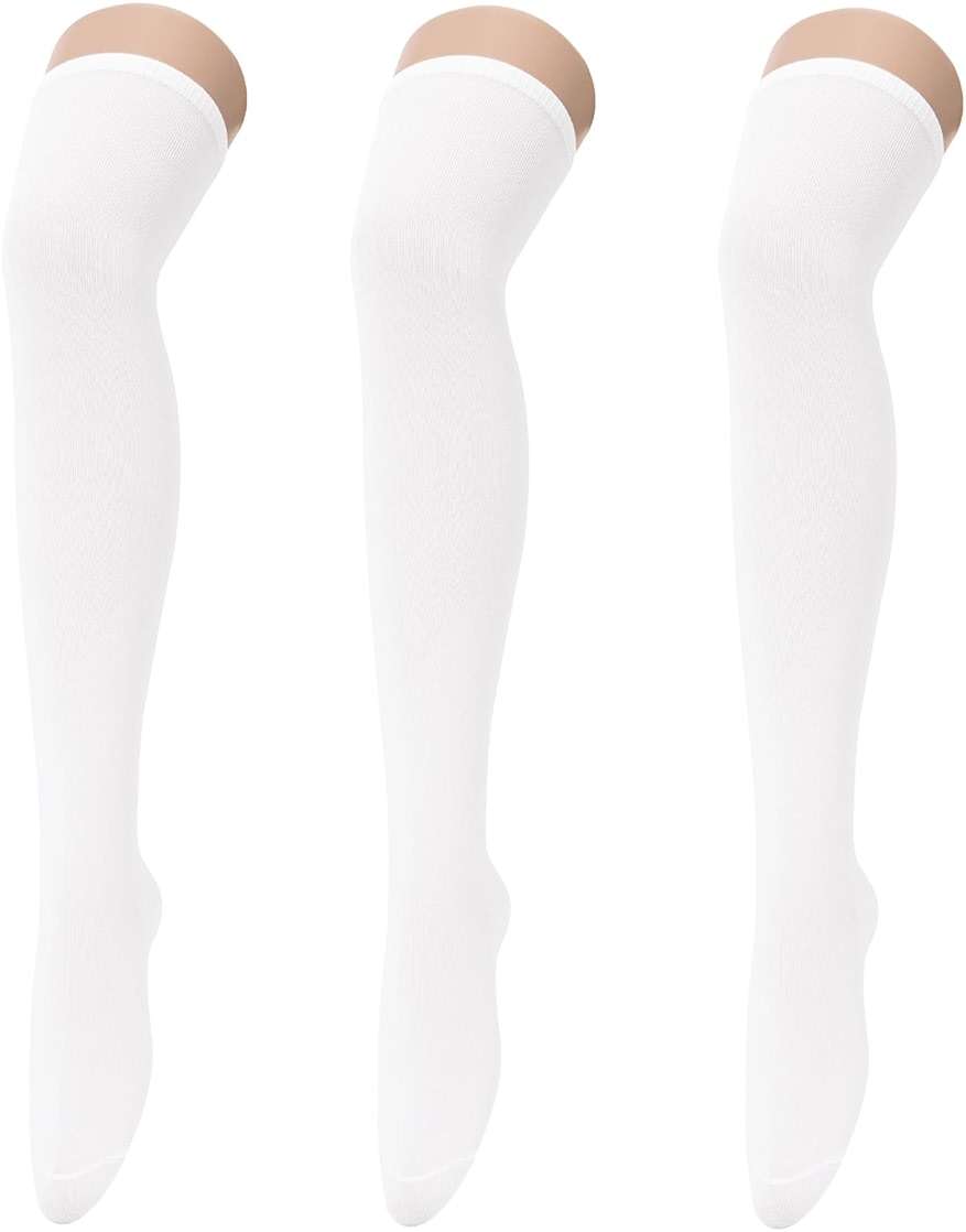 Century Star 3 Pairs Thigh High Socks for Women Over the Knee High Socks Triple Stripe Long Stockings Thigh Highs Leg Warmer - Image 1