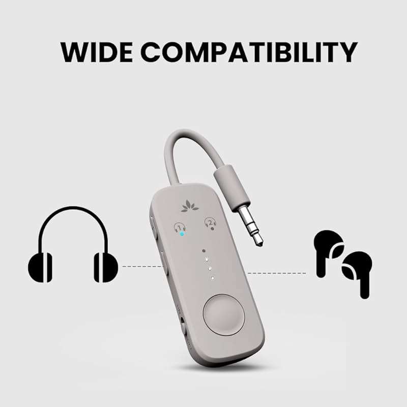 Avantree Relay – Airplane Bluetooth Adapter for AirPods, Bose & Wireless Headphones, Qualcomm Chip, aptX Adaptive & HD Audio Transmitter, 25Hrs Battery, 3.5mm AUX for Flight, Travel & Gym - Image 4