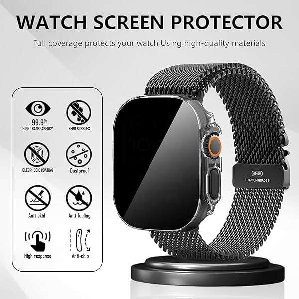 Suoman 3-Pack for Apple Watch Ultra 3/2/1 49mm Privacy Screen Protector Case, [Anti-Peeping] Ultra-Thin Tempered Glass Case Cover for iWatch Ultra 49mm 3/2/1 - Image 5