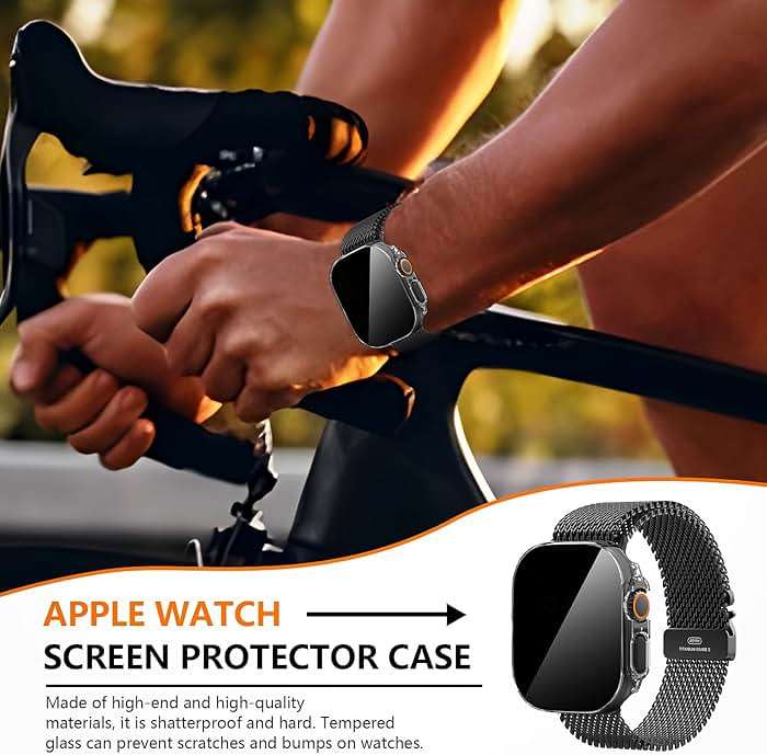 Suoman 3-Pack for Apple Watch Ultra 3/2/1 49mm Privacy Screen Protector Case, [Anti-Peeping] Ultra-Thin Tempered Glass Case Cover for iWatch Ultra 49mm 3/2/1 - Image 8