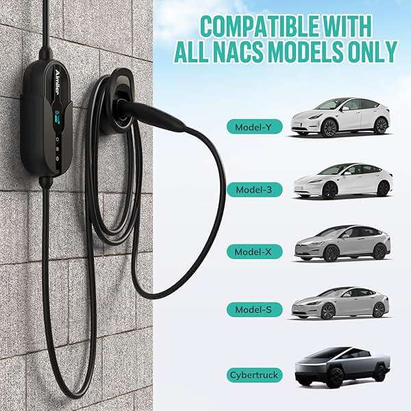 AIMILER Level 1/2 Tesla Charger(WiFi APP/Plug-Play), Max 32A, 25ft Cable ETL Certified, Portable Electric Car EV Charger for Tesla Models Y/X/3/S or Nacs Connector EVs (240V Nema 14-50 Plug) - Image 4