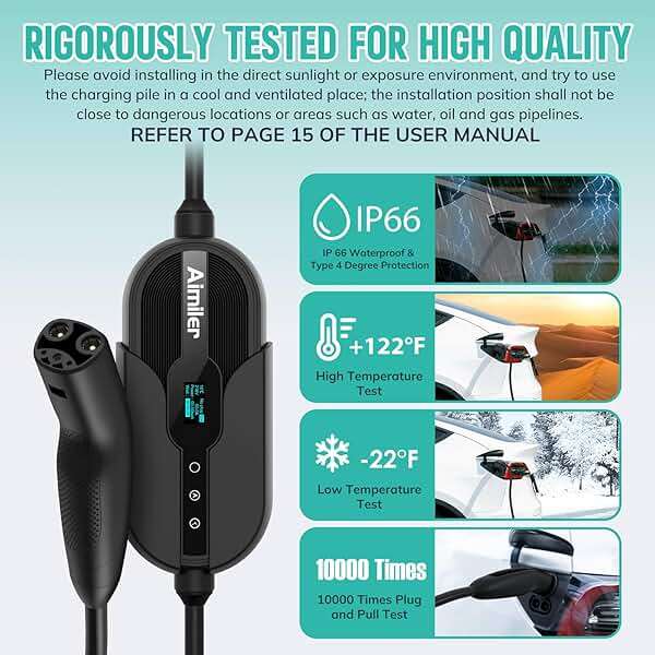 AIMILER Level 1/2 Tesla Charger(WiFi APP/Plug-Play), Max 32A, 25ft Cable ETL Certified, Portable Electric Car EV Charger for Tesla Models Y/X/3/S or Nacs Connector EVs (240V Nema 14-50 Plug) - Image 7
