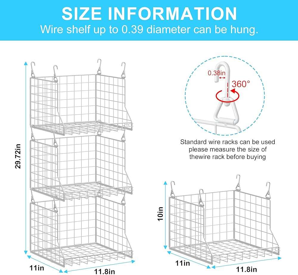 3-Tier Foldable Laundry Basket Organizer with Rotating Hooks - Space-Saving Over Washer and Dryer Shelf for Laundry Room Organization and Storage, Durable Wire Shelving Unit, White - Image 3