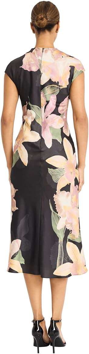 Maggy London Women's Women's Mock Neck Midi Length A-line - Cap Sleeve Formal - Special Occasion Dress - Image 3