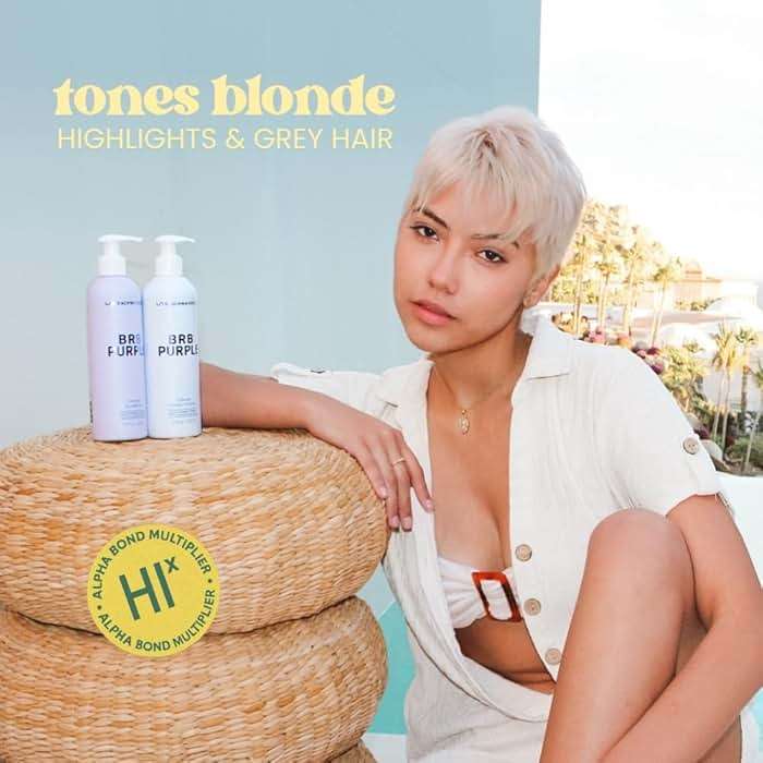 Beachwaver The Co. BRB Blonde Purple Conditioner - Full Size (12 Oz) | Anti-Brass Toning Conditioner w/HiX Vegan Bond Multipliers | Moisturizing, Sulfate-Free Formula for Blonde & Grey Hair - Image 3