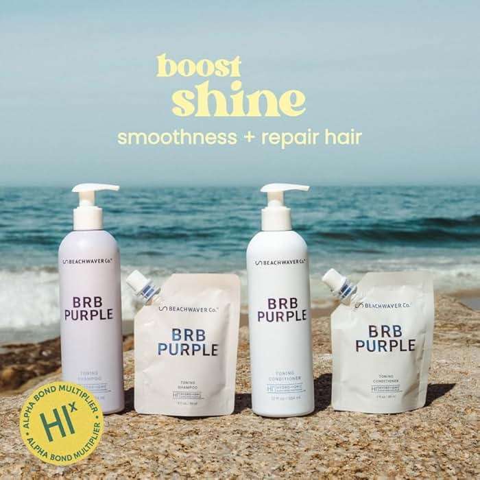 Beachwaver The Co. BRB Blonde Purple Conditioner - Full Size (12 Oz) | Anti-Brass Toning Conditioner w/HiX Vegan Bond Multipliers | Moisturizing, Sulfate-Free Formula for Blonde & Grey Hair - Image 10