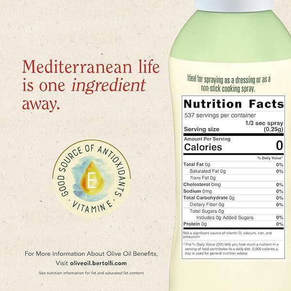 Bertolli Extra Virgin Olive Oil Spray, Rich Taste, Non-Aerosol, Contains Polyphenols, 4.9 fl oz, Pack of 6 - Image 2