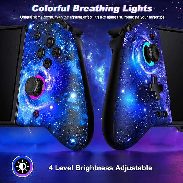 Gammeefy Switch Controllers, Hall Effect Joystick Switch Joypad forSwitch/OLED, Full-Size Grip Wireless Switch Pro Controller with 9 Color Lights. Ideal for Those Who Prefer Handheld Mode - Image 3