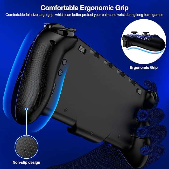 Gammeefy Switch Controllers, Hall Effect Joystick Switch Joypad forSwitch/OLED, Full-Size Grip Wireless Switch Pro Controller with 9 Color Lights. Ideal for Those Who Prefer Handheld Mode - Image 4