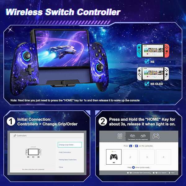 Gammeefy Switch Controllers, Hall Effect Joystick Switch Joypad forSwitch/OLED, Full-Size Grip Wireless Switch Pro Controller with 9 Color Lights. Ideal for Those Who Prefer Handheld Mode - Image 5