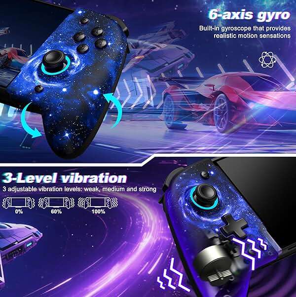 Gammeefy Switch Controllers, Hall Effect Joystick Switch Joypad forSwitch/OLED, Full-Size Grip Wireless Switch Pro Controller with 9 Color Lights. Ideal for Those Who Prefer Handheld Mode - Image 8