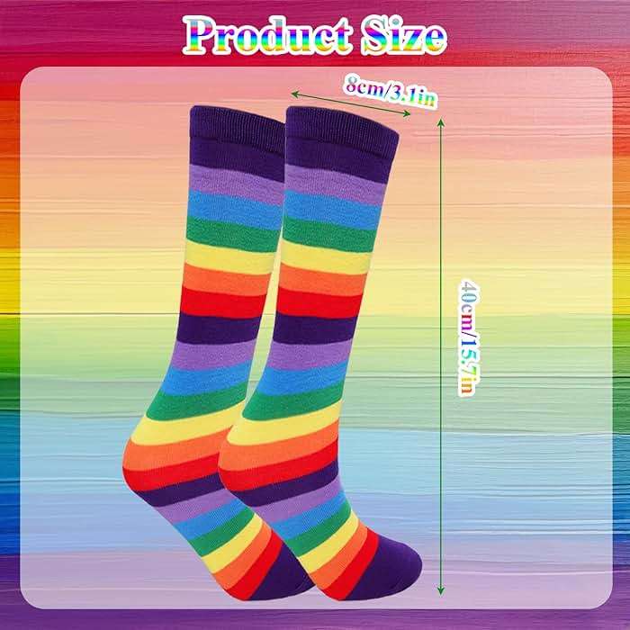 Sdfvsdg 4 Pairs Rainbow Striped Knee Calf Socks Colorful Striped Long Tube Stockings Knee Calf High Socks for Women Girls - Image 4