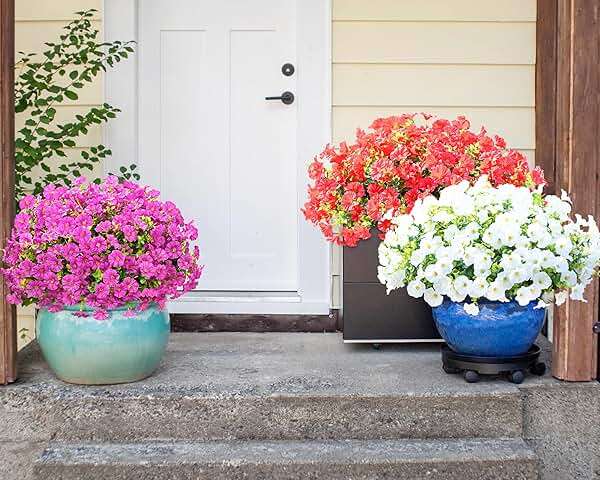 Yastouay Artificial Flowers for Outdoors, 14 Bundles Fake Outdoor Flowers, UV Resistant Artificial Plants & Flowers for Decoration, White Realistic Morning Glory for Outdoor Porch Garden Decoration - Image 6