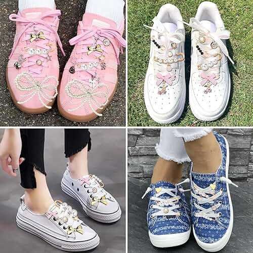 AiScrofa 30PCS Shoe Charms for Sneakers - Lace Charms Contain Bows/Clips/Pins/Jewelry, Decoration and Shoe Jewelry for Sneakers (Whiet) - Image 4